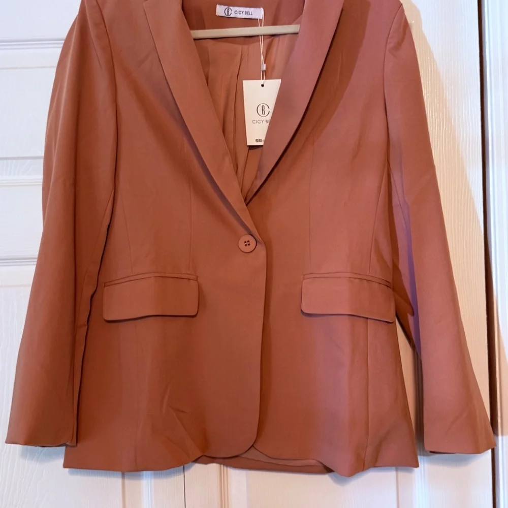 NWT - Nude Pink Slim Fit Blazer | One Button | Business Casual Jacket | Size M - Picture 5 of 7